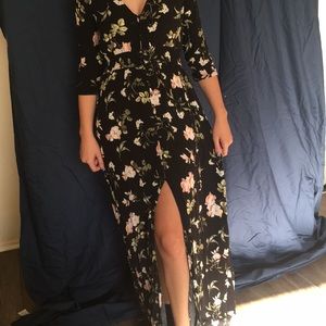 Black floral maxi dress